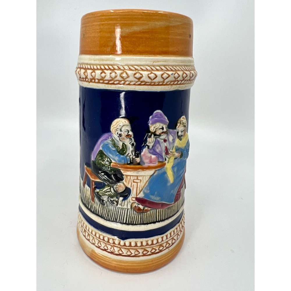 VINTAGE BEER STEIN/MUG MADE IN OCCUPIED JAPAN HAND PAINTED RAISED ARTWORK DESIGN